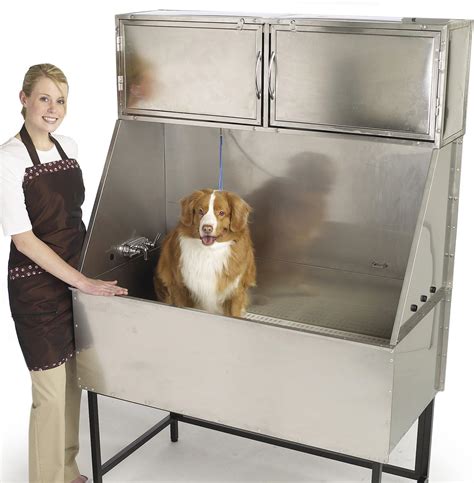 master equipment stainless steel overhead grooming tub cabinet|Master Equipment Deluxe Stainless Steel Overhead Pet Tub .